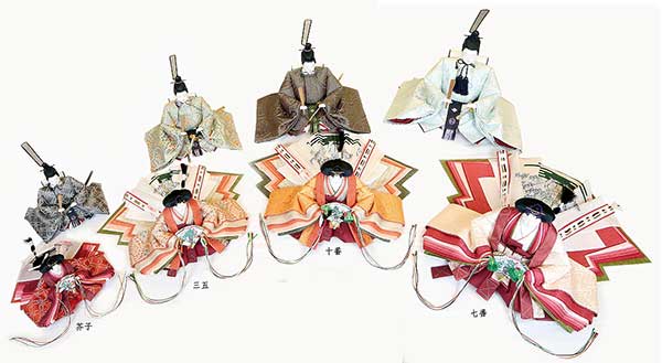 久遊作のひな人形は素材に厳選された裂地を使用しております。